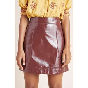 NWT Anthropologie Maeve faux patent leather skirt, size 2